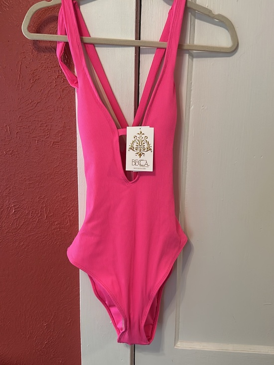 BECCA Other - BECCA Vibrant Pink Ribbed One-Piece Swimsuit